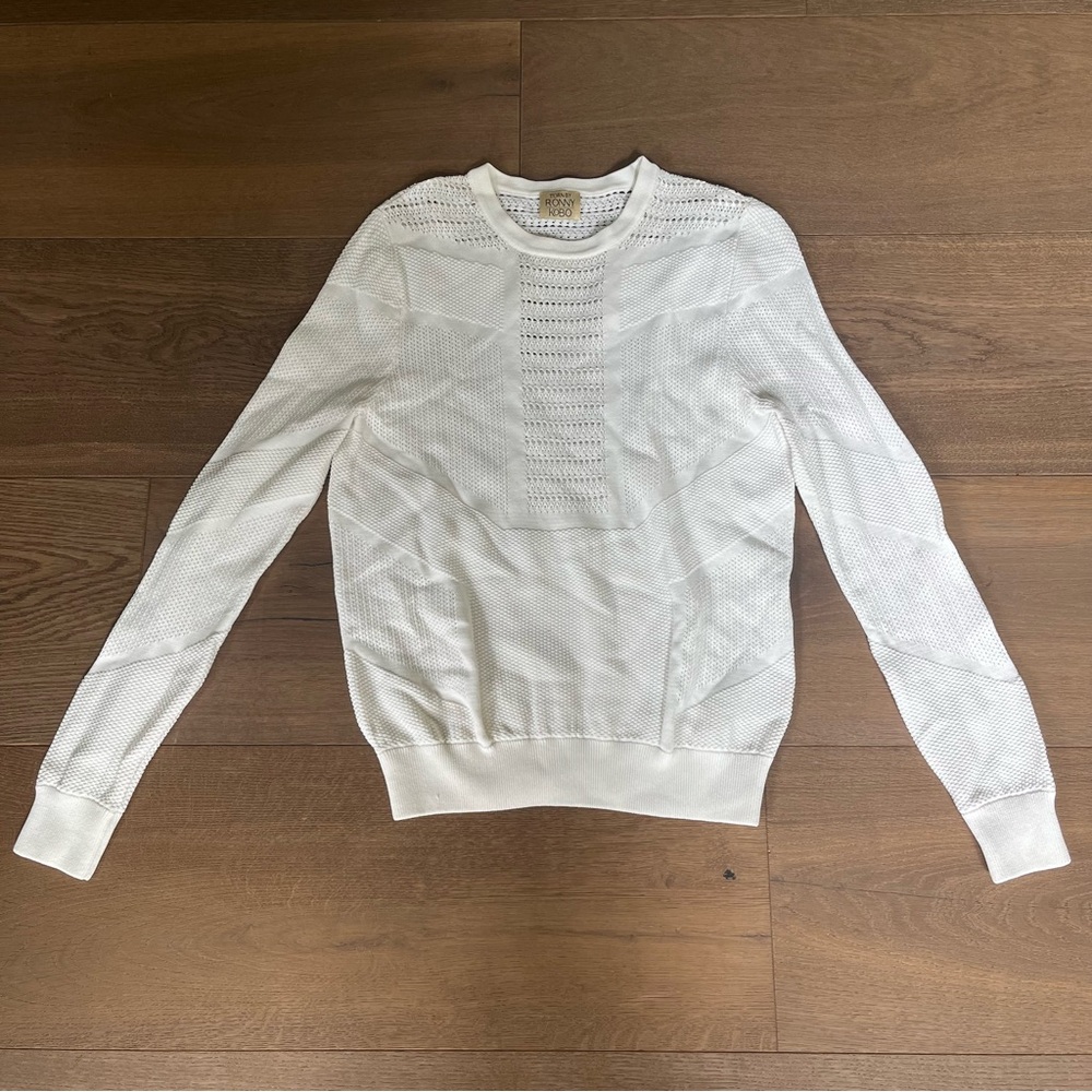 Torn by Ronny kobo white knit crew neck sweater
